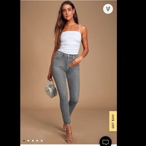 Nico High Rise Grey Slim Leg Cropped Jeans
